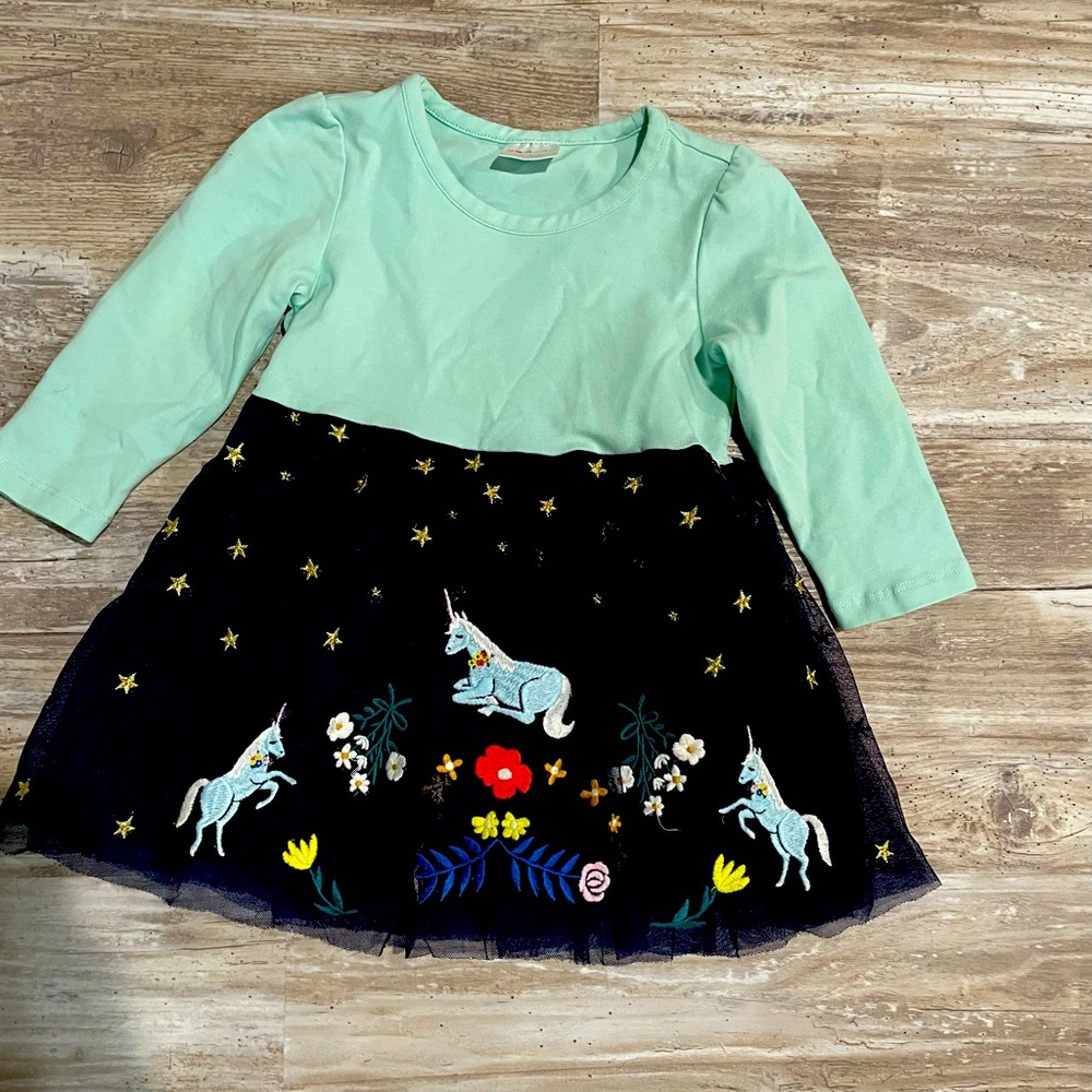 Hanna Andersson blue unicorn tulle dress